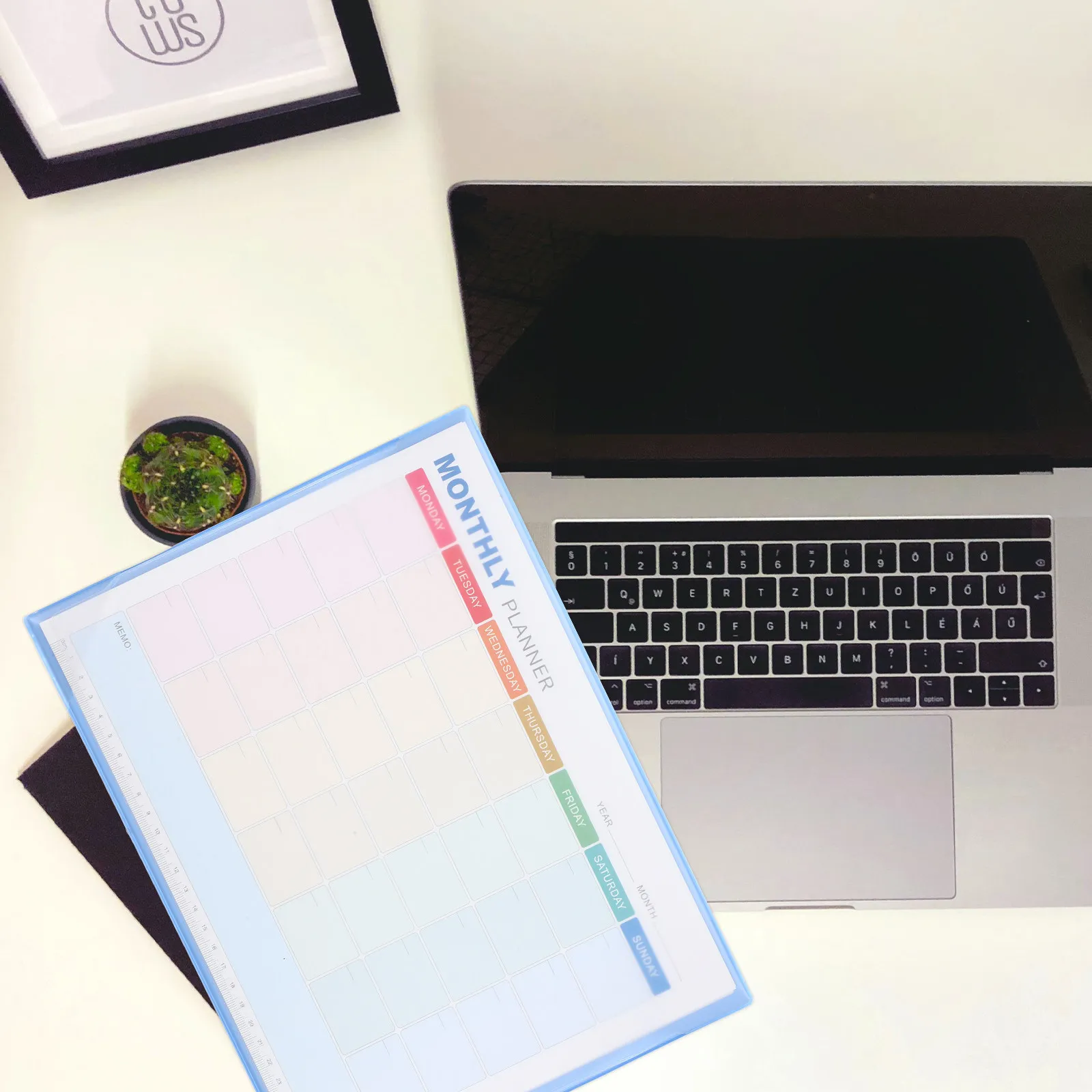 A4 무일자 월간 플래너 블랭크 캘린더 시트 블루 데스크 오거나이저 홈 오피스 스케줄 작업 생산성 도구 월간 계획