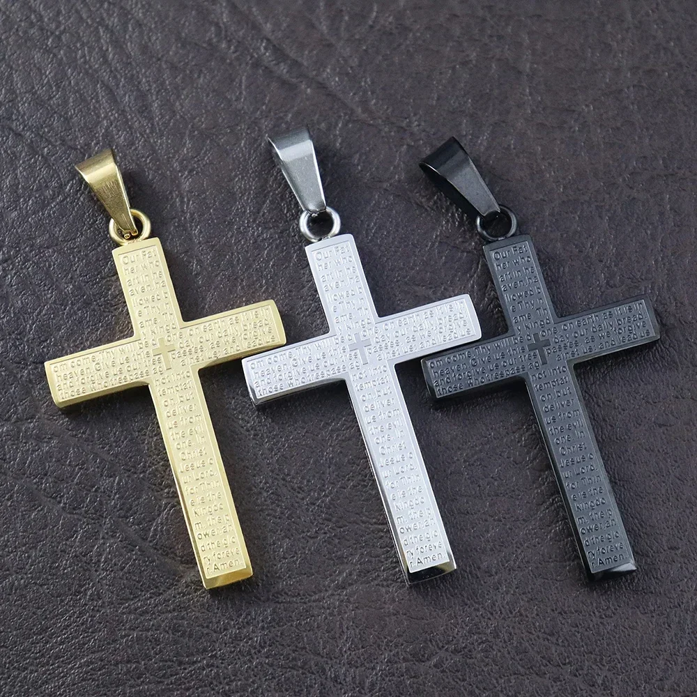 Vintage Christian Cross Necklace Men Fashion Stainless Steel