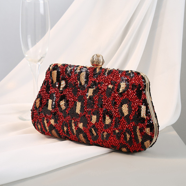 New Embroidered Sequin Leopard Evening Bag for Women 2022 Fashion Design Casual Purse Chain Shoulder Crossbody Party Bag