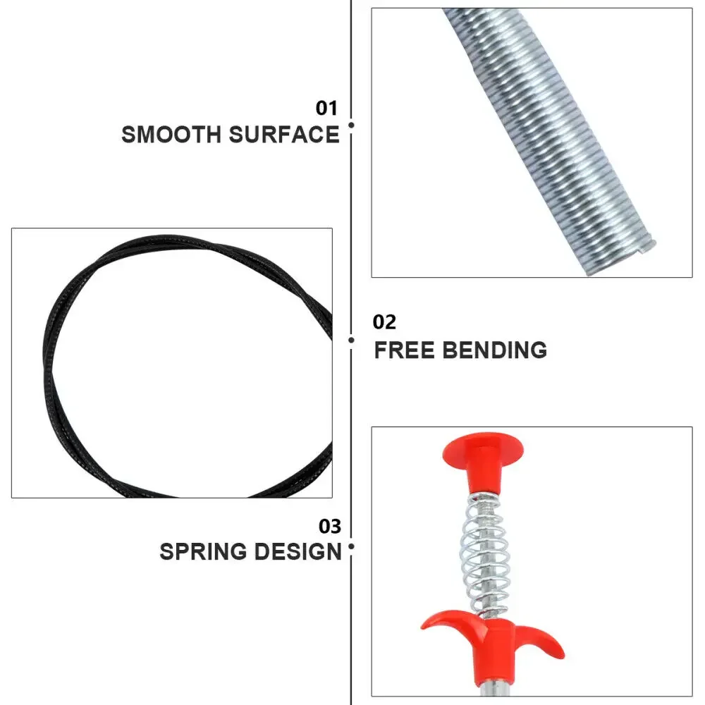 60/90cm Flexible Grabber Claw Pick Up Reacher Bendable Hose Hair Drain Clog Remover Tool for Litter Sink Drain Toilet 2