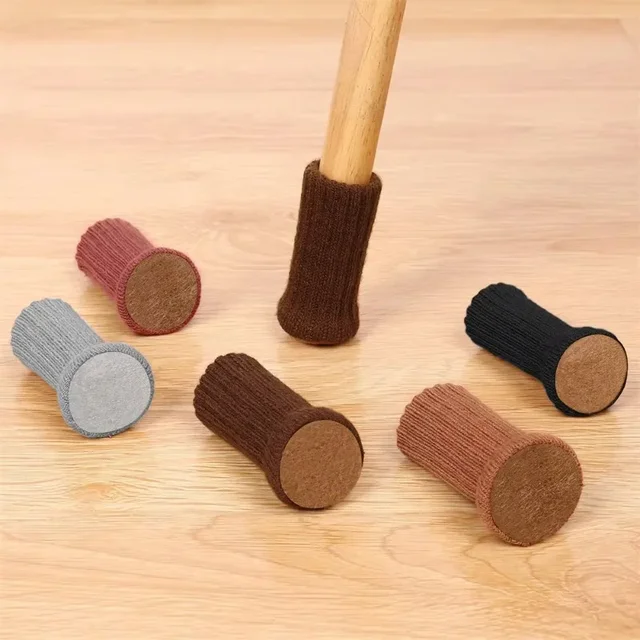 Calcetines para patas de silla, protectores de suelo para pies de muebles tejidos, almohadillas antideslizantes, cubiertas de calcetines para pies de silla y mesa gruesas y silenciosas, 4 Uds. 3