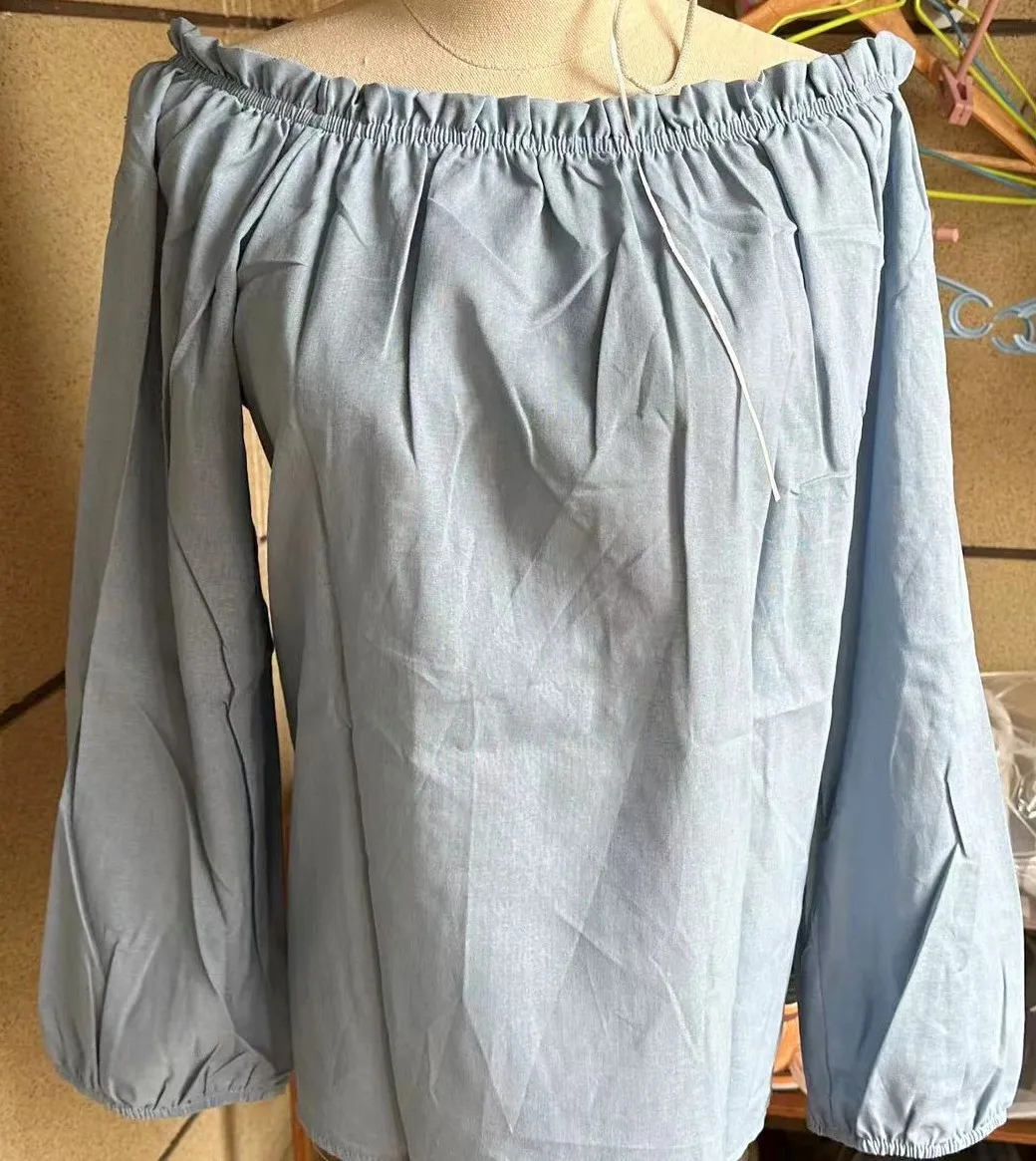 Chemisier Femme été épaules Dénudées Avec Volants - Manches Longues Tunique Légère Polyester