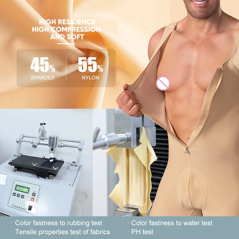 Men Shapewear Bodysuit Post Surgery Medical Grade Compression Sleeveless Body Shaper With Zipper Hips Lifter Tummy Control Thigh