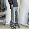 New Men's Patchwork Bootcut Jeans Elastic Waist Vintage Classic Blue Black Denim Trousers Fashion High Street Korean Male Pants 4
