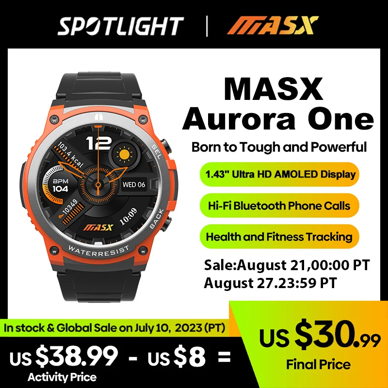 Smartwatch MASX Aurora one za $33.88 / ~139zł Smartwatch MASX Aurora one za $33.88 / ~139zł