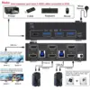 KCEVE KVM Switch 8K 60Hz 2 HDMI-Compatible USB 3.0 Hub Splitter Docking Station Switch Selector Computers Share Keyboard Monitor 2