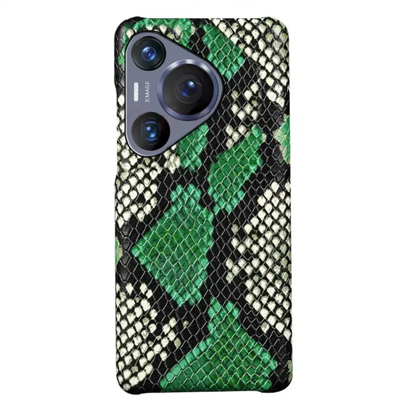

Применимо к чехлу для телефона Huawei P70, кожаный полуоблегающий чехол P70Art из воловьей кожи питона, кожаный защитный чехол P70Pro.