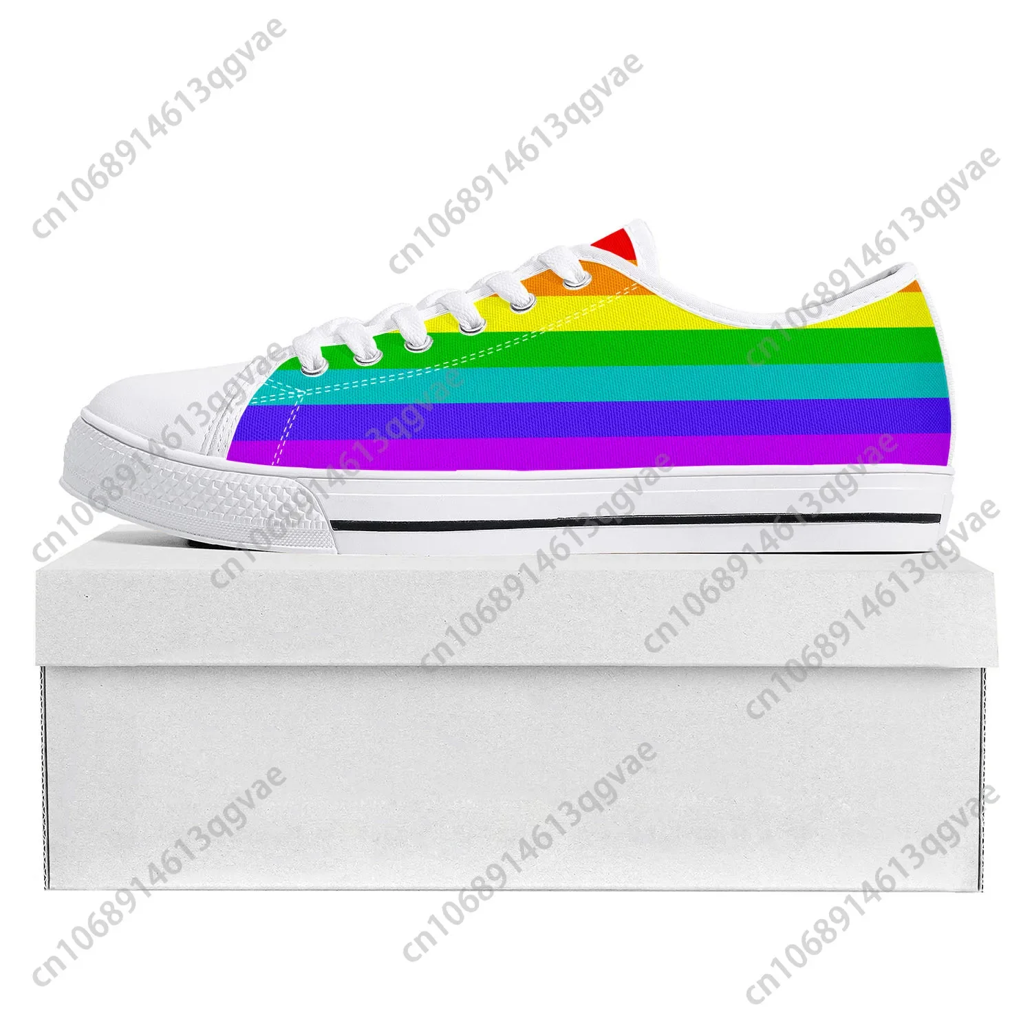 Rainbow Flag Pattern Low Top High Quality Sneakers Mens Womens Teenager Canvas Sneaker  Prode Casual Couple Shoes Custom Shoe
