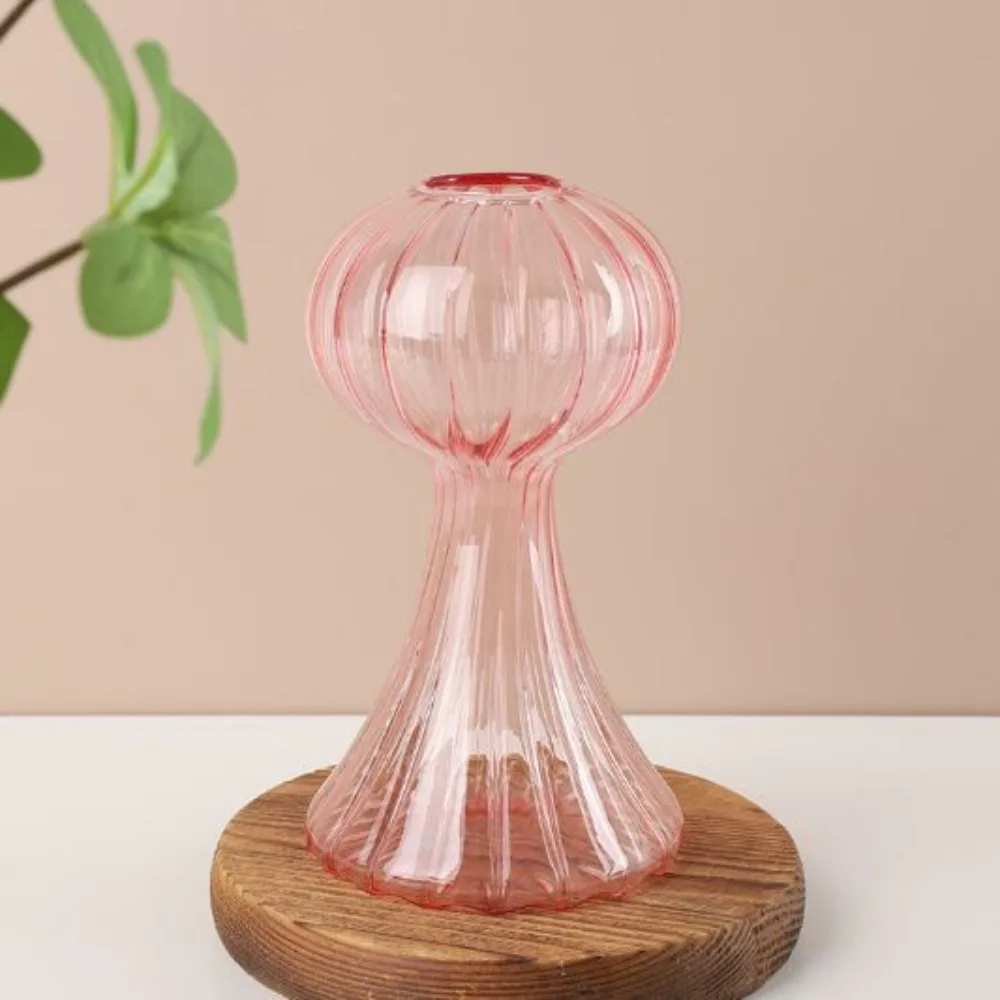 Transparent Glass Mushroom Shaped Vase for Home Decor