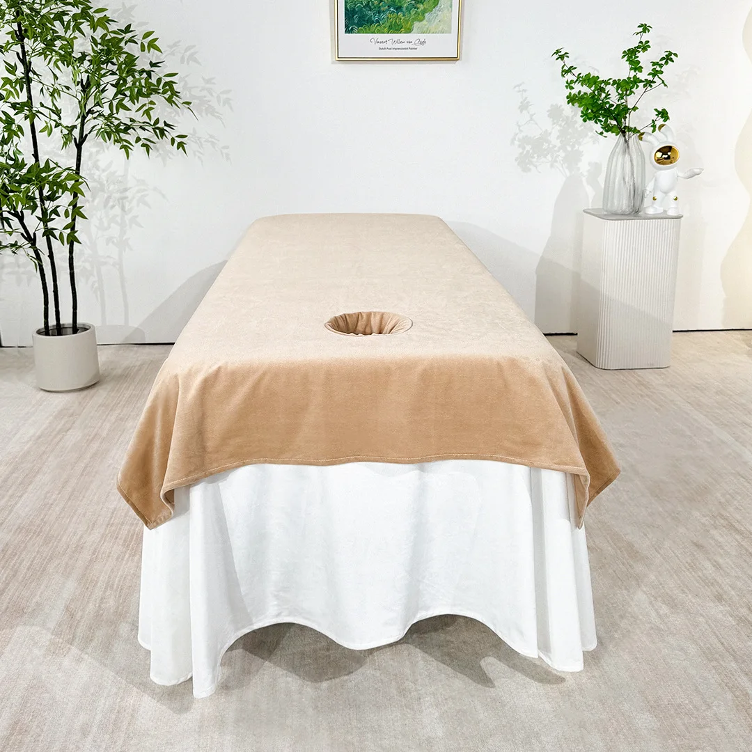 Beauty Salon Bed Sheets Milk Velvet Massage SPA Warm Bed Cover Sabanas Para Cama Soft Salon Sheets With/no Hole 2