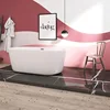 Round Bathtub, Acrylic Freestanding Bathtub, Contemporary Soaking White Tub, with Drain for Easy Clean 3