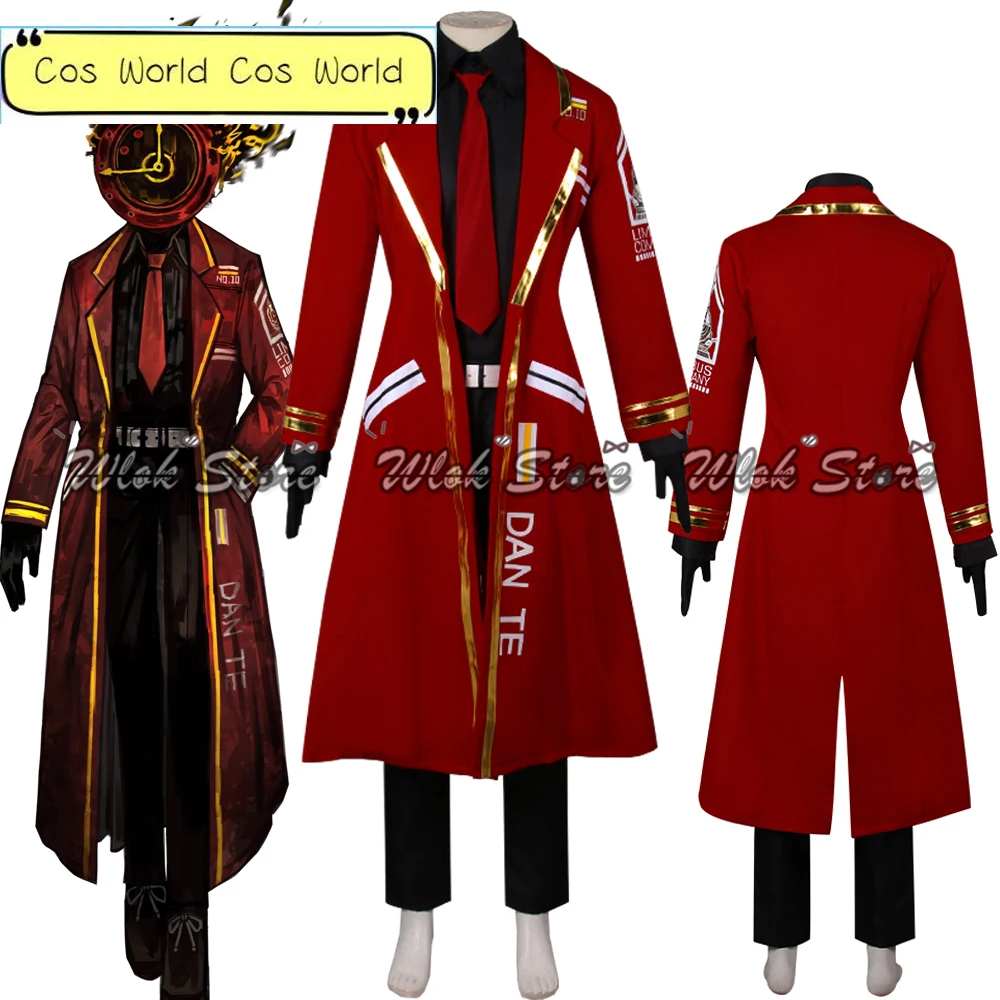 

Game Limbus Company Cosplay Dante Costume Red Long Coat DAN TE Uniform Suit Men Women Halloween Party Carnival Roleplay Outfits