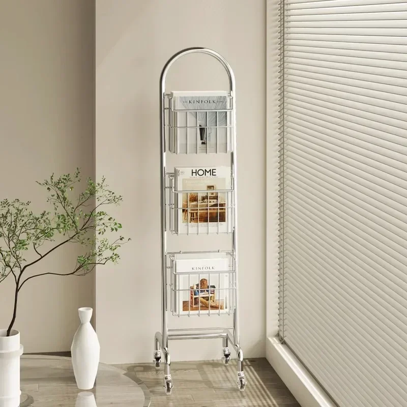 Antique Style Magazine Rack, Multi-Layer Display, Newspaper Stand, Carbon Steel Storage, Book Shelf for Flexible Use