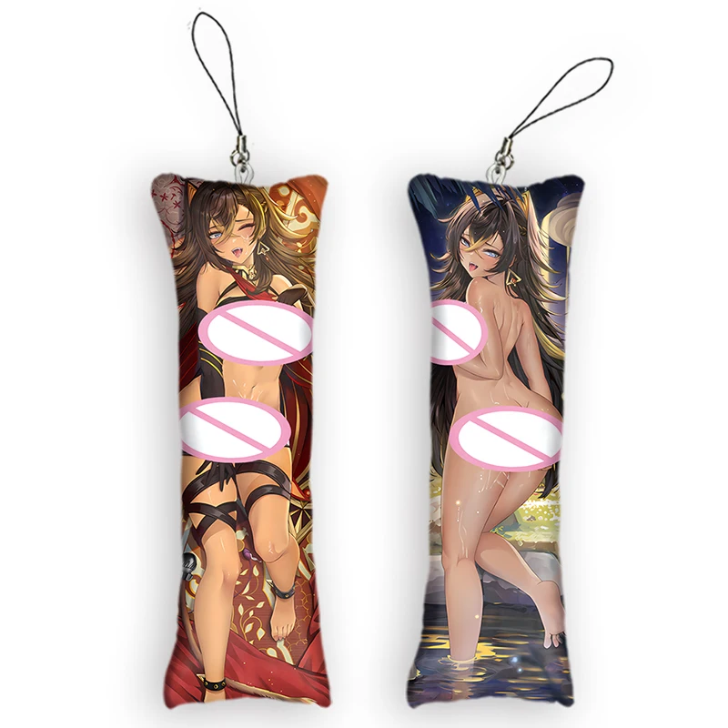 

Genshin Impact Mini Dakimakura Keychain Cute Anime Key Chain Small Pillow Decoration Pendant Otaku Backpack Key Ring Pendants
