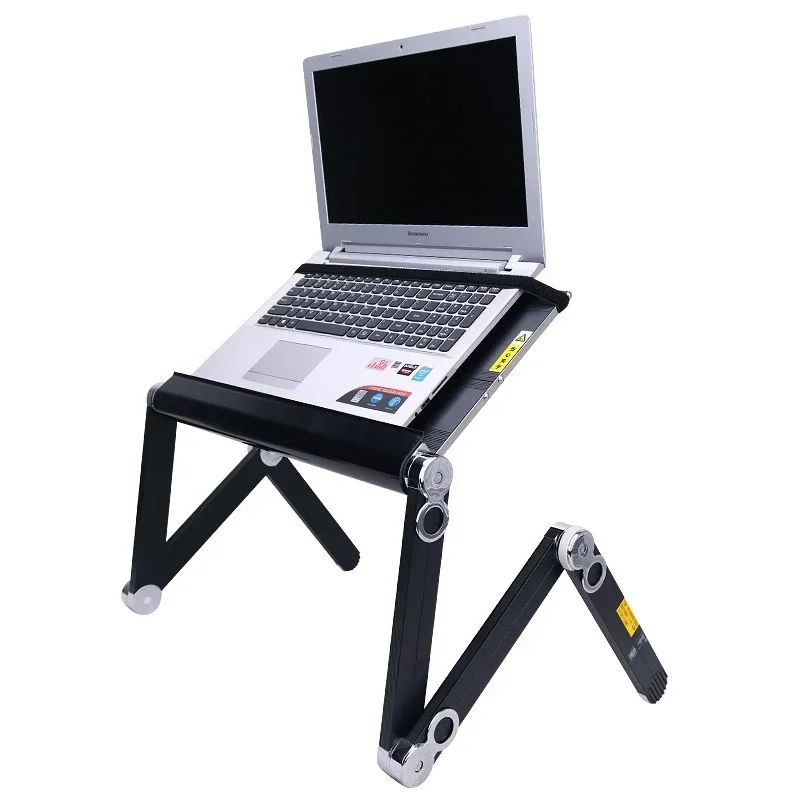 Lazy bed office computer desk folding lift can lie flat aluminum alloy laptop stand bed table laptop standing desk