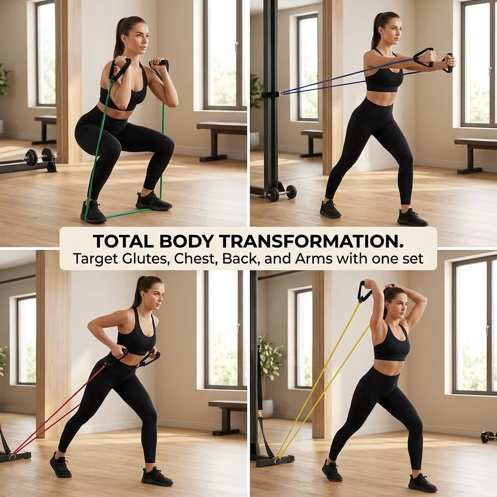 Enhanced Strength Training Resistance Bands with Handles – Home Gym Set