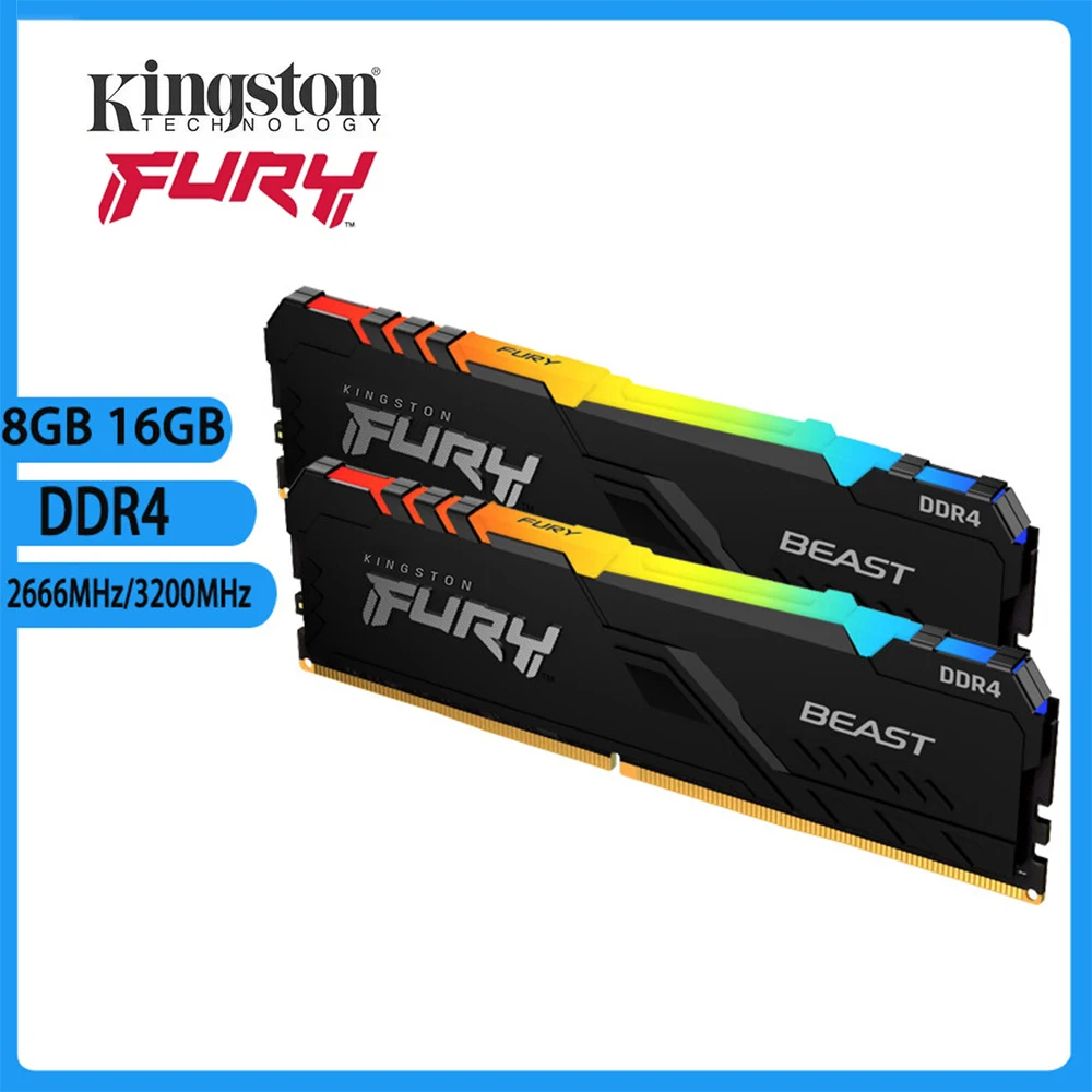 Kingston-memória para Jogos Rgb 3200mhz 2666mhz Dimm Xmp 16 8gb Pc421300 1.2v 288pin Ram Ddr4 para Desktop