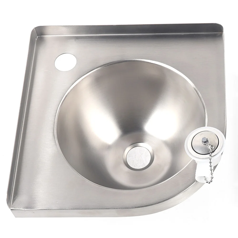 Description Picture 2 of itemWall Mount Corner Sink Triangular Stainless Steel Sink with Faucet Easy to Install Bathroom Vanity Vessel Sink for RV, Home