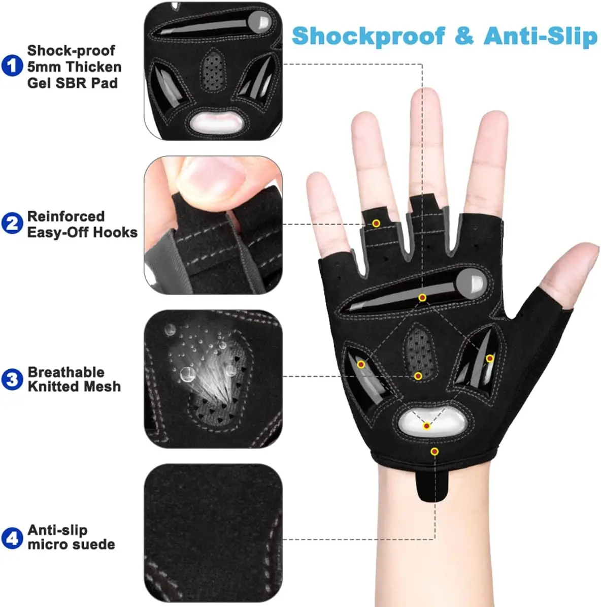 Cycling Gloves MOREOK Bike Half Finger 5mm Gel Pads Shock-absorbing Mountain Bike Road Cycling for Men Women