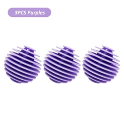 Set of 3 Reusable TPR Laundry Balls - Soft Anti-Winding Clothes Cleaning Tools for Washing Machines and Dryers (3PCS Purple)