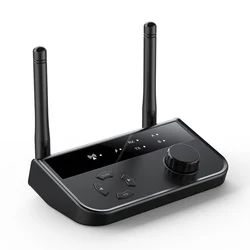 Versatile Bluetooth 5.3 Audio Receiver & Transmitter with 3.5mm Aux and RCA Stereo Connectivity (Black)