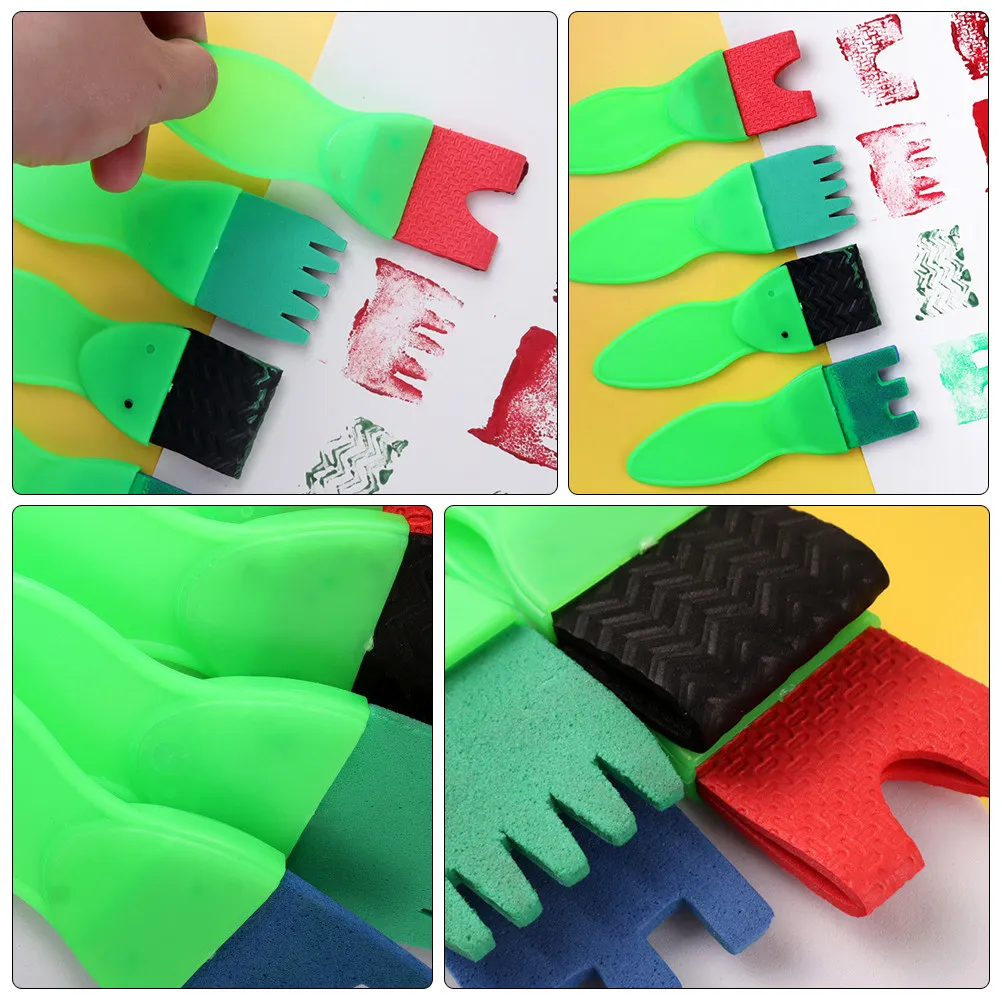 8Pcs 아트 브러쉬 프리미엄 에바 스폰지 페인팅 브러쉬 수채화 오일 낙서 그림용 경량 휴대용