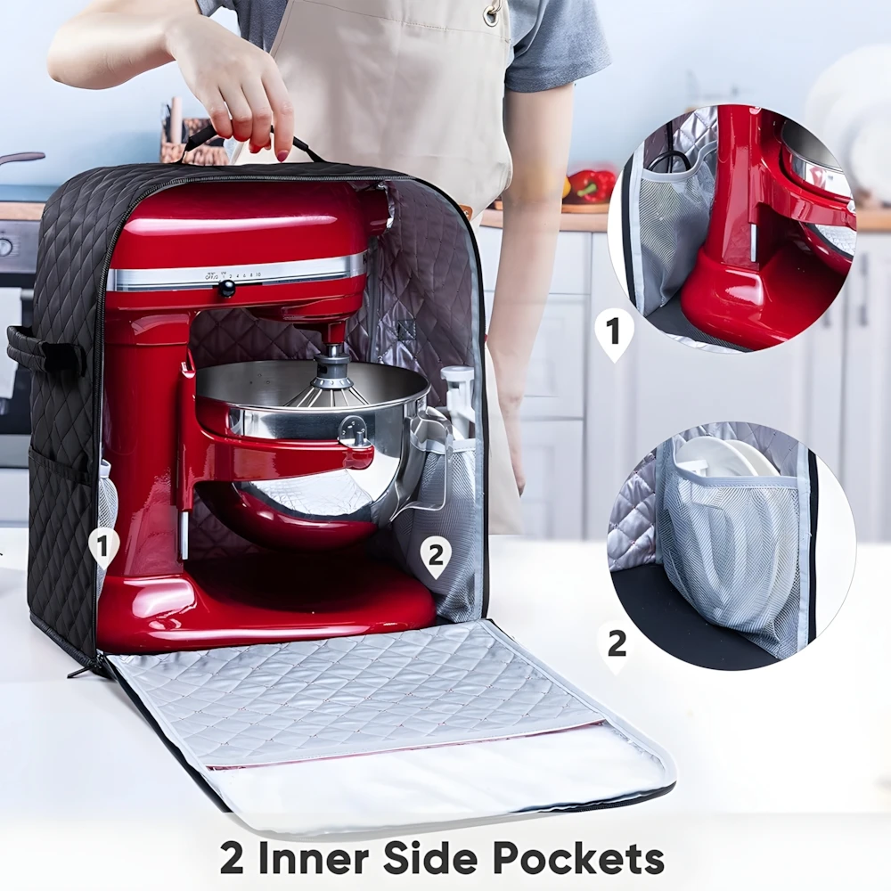 Standmixer-Abdeckung mit Geräteschieber, Basisanzug für 6/7/8 Quart KitchenAid-Mixer mit Taschen für Zubehör und Aufsätze – Detail 9