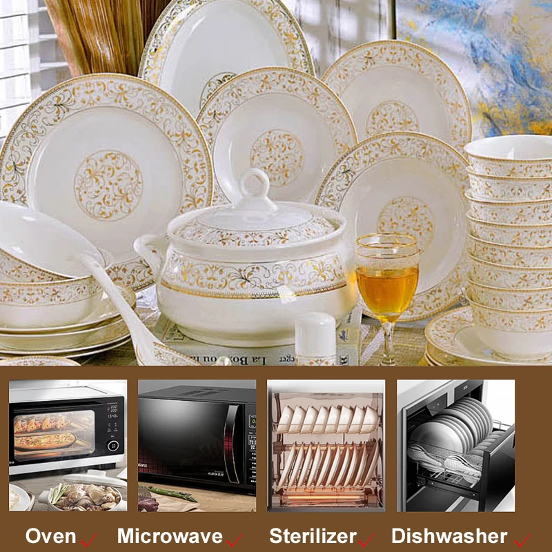60 Heads jingdezhen ceramics dinnerware set chinese dinner set Porcelain dining 42 pieces Plate dinnerware Tableware