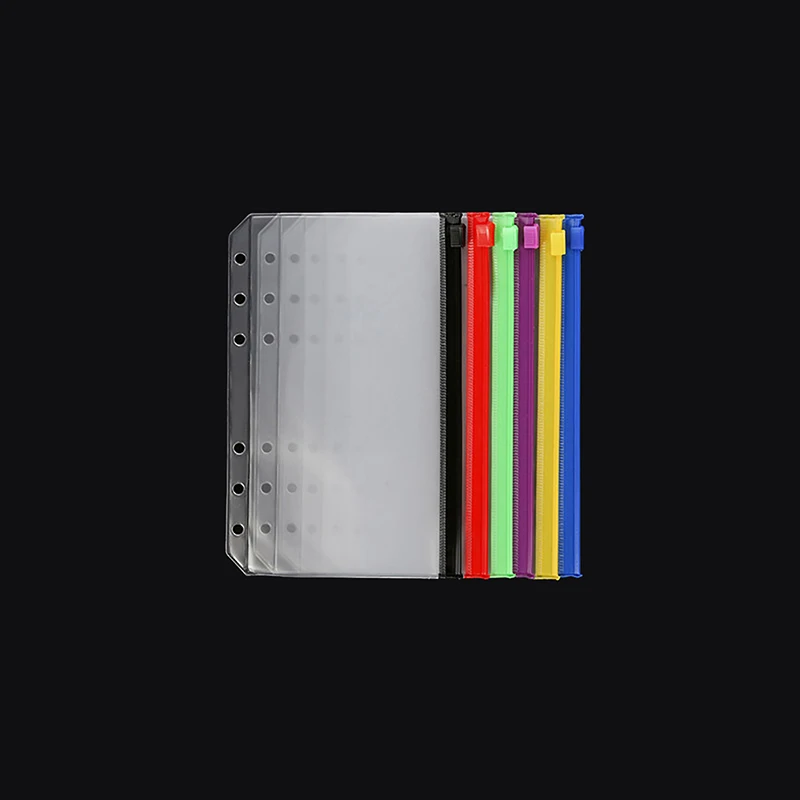 6PCS A6 방수 PVC 현금 예산 봉투 지퍼 바인더 파우치 노트북 플래너 여행 바인더 용 6 홀 바인더 포켓