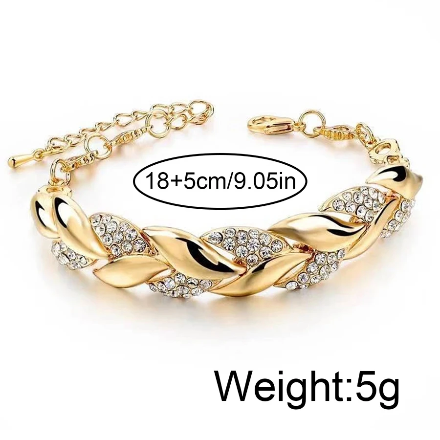 Böhmischer 925er Sterlingsilber-Gold-geflochtener Blätter-Kristall-verstellbarer Armreif und Armbänder für Frauen und Mädchen, Hochzeit, Party, Schmuck, Geschenke – Detail 7
