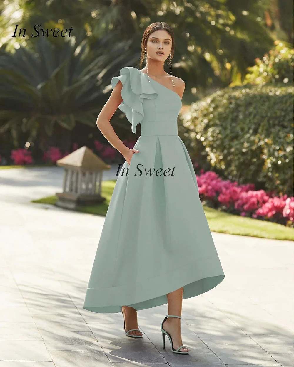 one shoulder chiffon bridesmaid dresses LVNES Women Apricot Dress A Line Long Wedding Guest Dress – Lvnes Cant decide where to 241211_Xmas_Flash_Sale_Extra10% Chicago Color:TEA ROSE