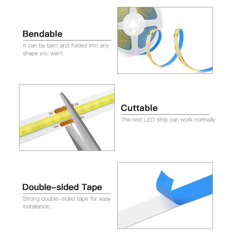 Description Picture 4 of itemDimmable USB 5V LED Under Cabinet Light COB Strip With Penetrable Wood Mirror Hand Scan Touch Sensor Switch DIY Kitchen Lighting