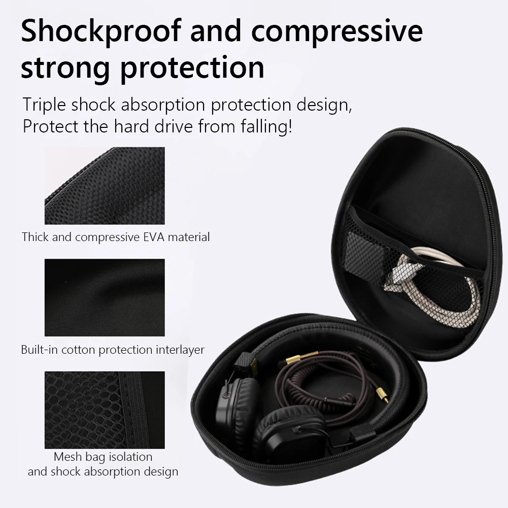 Hard EVA Headphone Carrying Case for Sony WH-1000XM4/Audio-technica ATH-M50X /Beats Studio Headphone Pouch with Hook