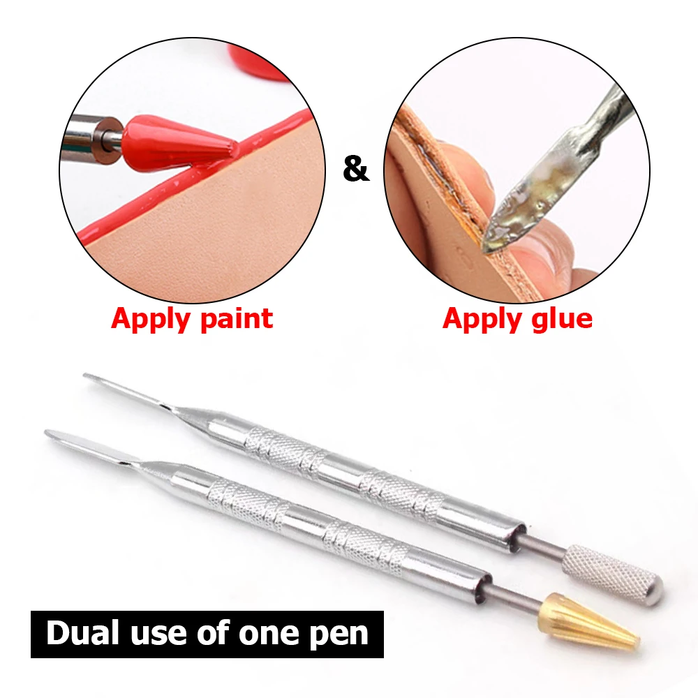 Leather Dual Head Edge Oil Gluing Dye Pen Stainless Steel Applicator Speedy Paint Roller Tool for Leather Craft Tool Double Side