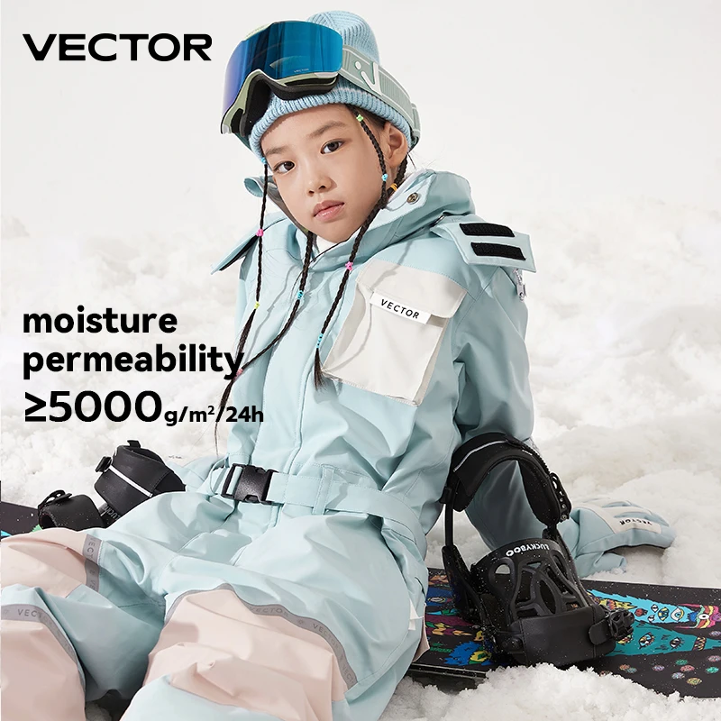 Thick Children One-Piece Ski Jumpsuit Outdoor Sports Snowboard Jacket Warm Jump Suit Waterproof Winter Clothes Overalls Hooded kids snow suit