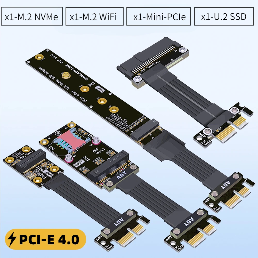 M.2 Nvme/M.2 Wifi/Mini Pcie/U.2 (Sff-8639) Scheda Riser Ssd A Pcie 4.0X1 Adattatore Riser M-Key A.E Key Ngff Mpcie M.2 Per Extender