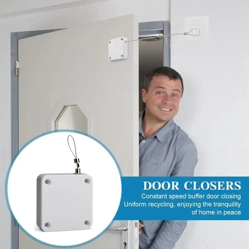 No Punching Automatic Door Closer Pull Cord Tension or Adjustable补虚{