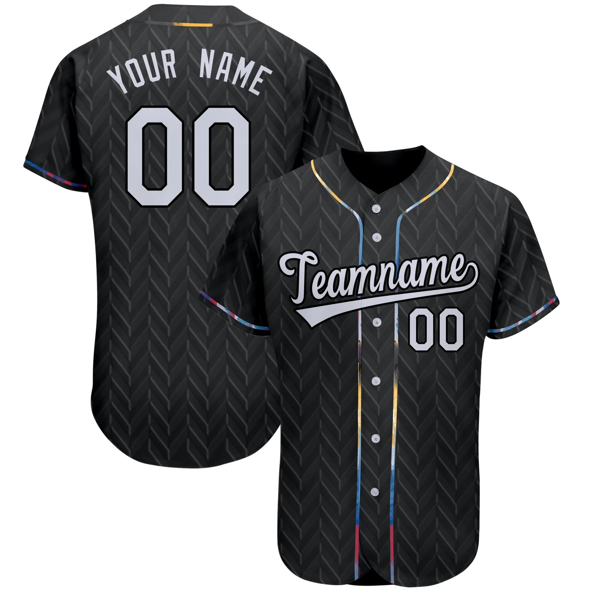 

Personalized Custom Baseball Jersey Stripe Printed Baseball Shirt Black Short-Sleeved Breathable Softball Jersey for Men/Kids