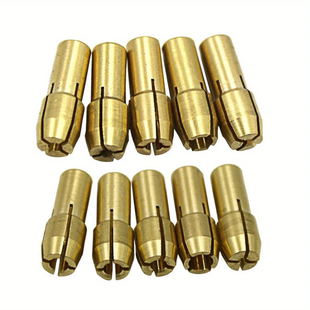 11pc Brass Chuck Silver Nut Electric Grinding Drill Bit Clamp Mini Drill Bit Chuck Electric Tool Accessory Set 6