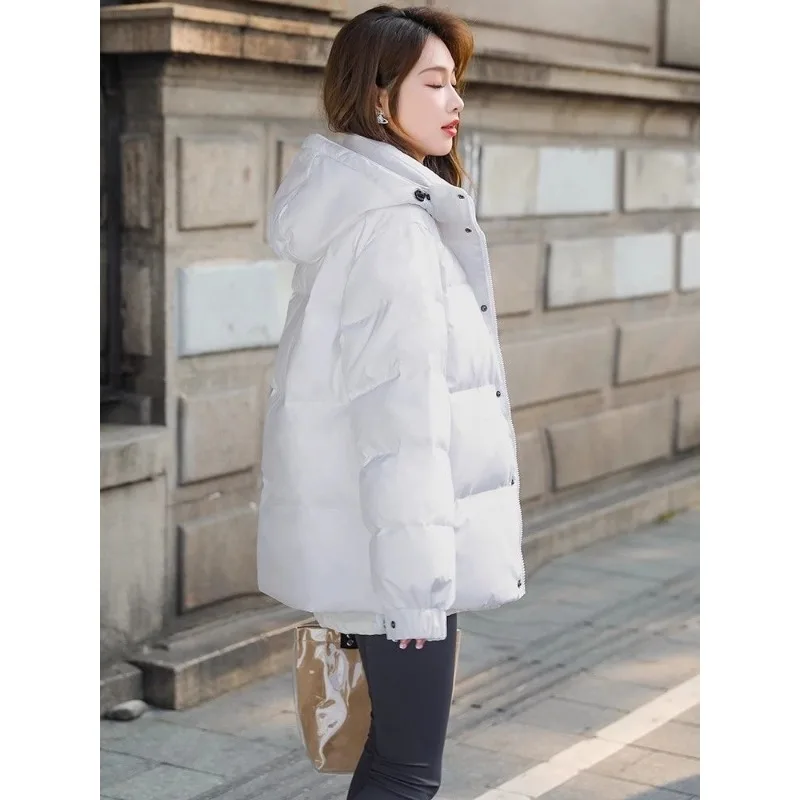 2023 New Women Down Jacket Winter Coat Female Keep Warm Thick Parkas Fashion Hooded Outwear Short Loose Overcoat XS-3XL