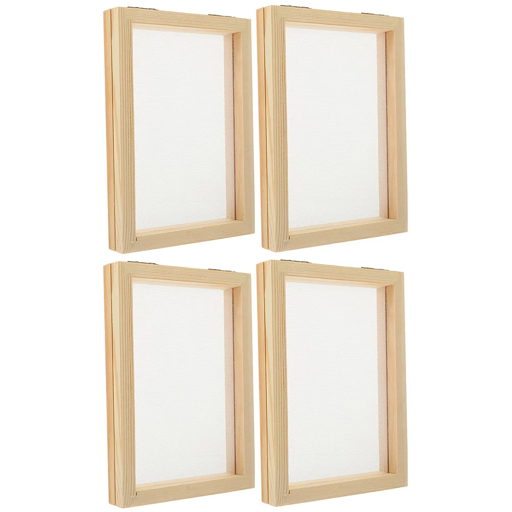 

4 Pcs Paper Frame Toys Wooden DIY Crafting Screen Mold Making Kits Handicraft Copper Student Children Science