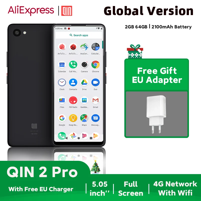 Global Version Xiaomi QIN 2 Pro 2GB+64GB Full Screen Dumbphone 4G 5.05 Inch 2100mA Support Google Play Multi-language Qin 2pro | Мобильные