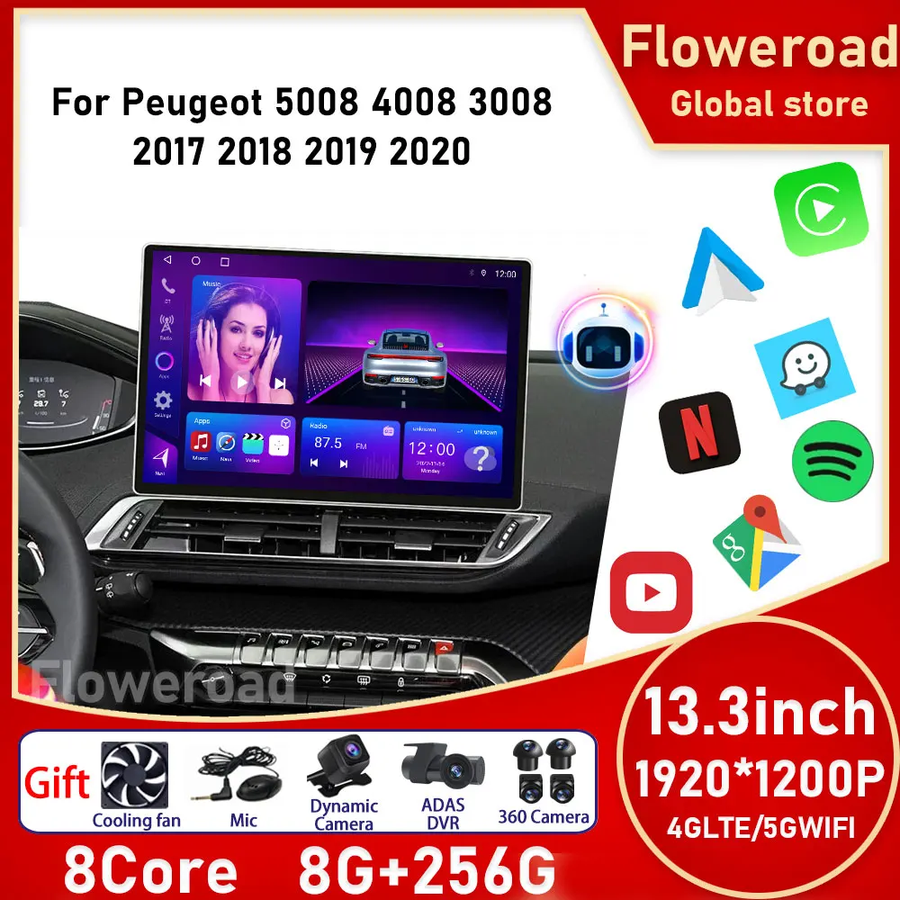 

FYT Android Auto For Peugeot 5008 4008 3008 2017 2018 2019 2020 Car Radio GPS Navigation Multimedia Player 2DIN BT Carplay