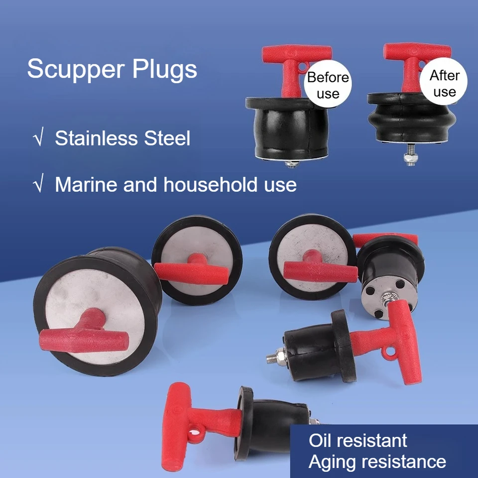 Stainless Steel Marine Scupper Plug with Rubber Gasket - Yacht Drain Plug -  AliExpress, image size:960x960