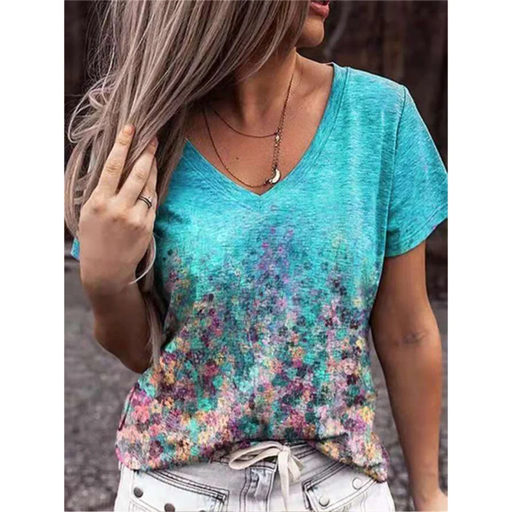 Oversized 3D Floral Print Women T Shirt Casual Loose Short Sleeve Top Tee Ladies Vintage Streetwear Tops Summer 2022 t shirt baby boy	 Tops & Tees