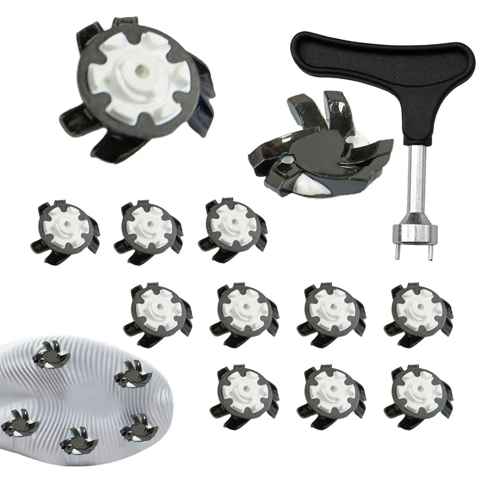 Spikes for Golf Shoes Golf Cleat Shoe Spikes Anti Slip Footwears Convenient Quick Twist Golf Spikes Golf Cleats Wrench Screw
