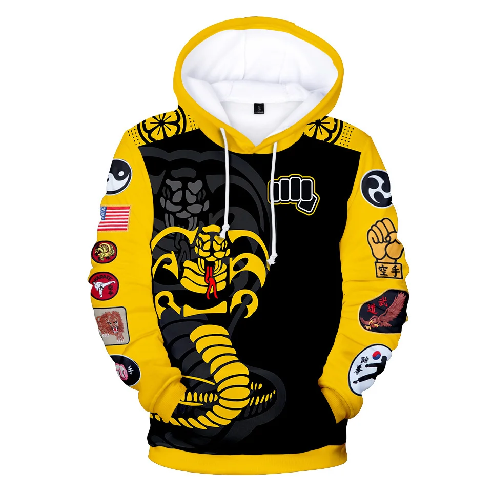 

Moda hoodies cobra kai série de tv impressão 3d suéter masculino feminino casual streetwear hoodie harajuku crianças menino meni