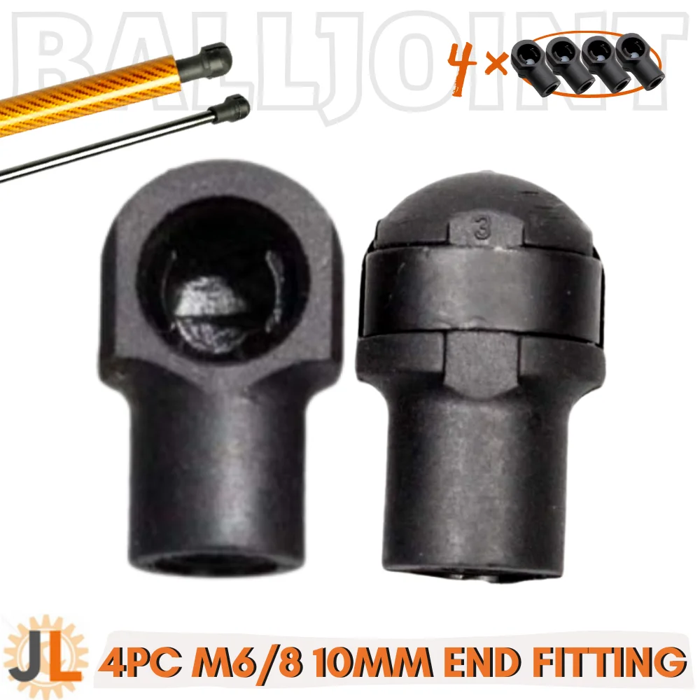 

M6/M8 Female Thread 10mm Gas Spring Strut Lift Support Ball Stud Socket Joint Bearing End Fitting Connectors Replacement Qty(4)