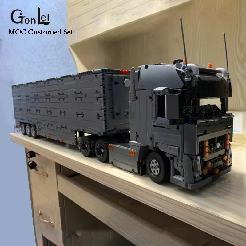 

Technical Truck Engineering 6x4 Tractor Unit Semi Trailer Container Modified from 42078 the Mark Anthem MOC Building Blocks Toys