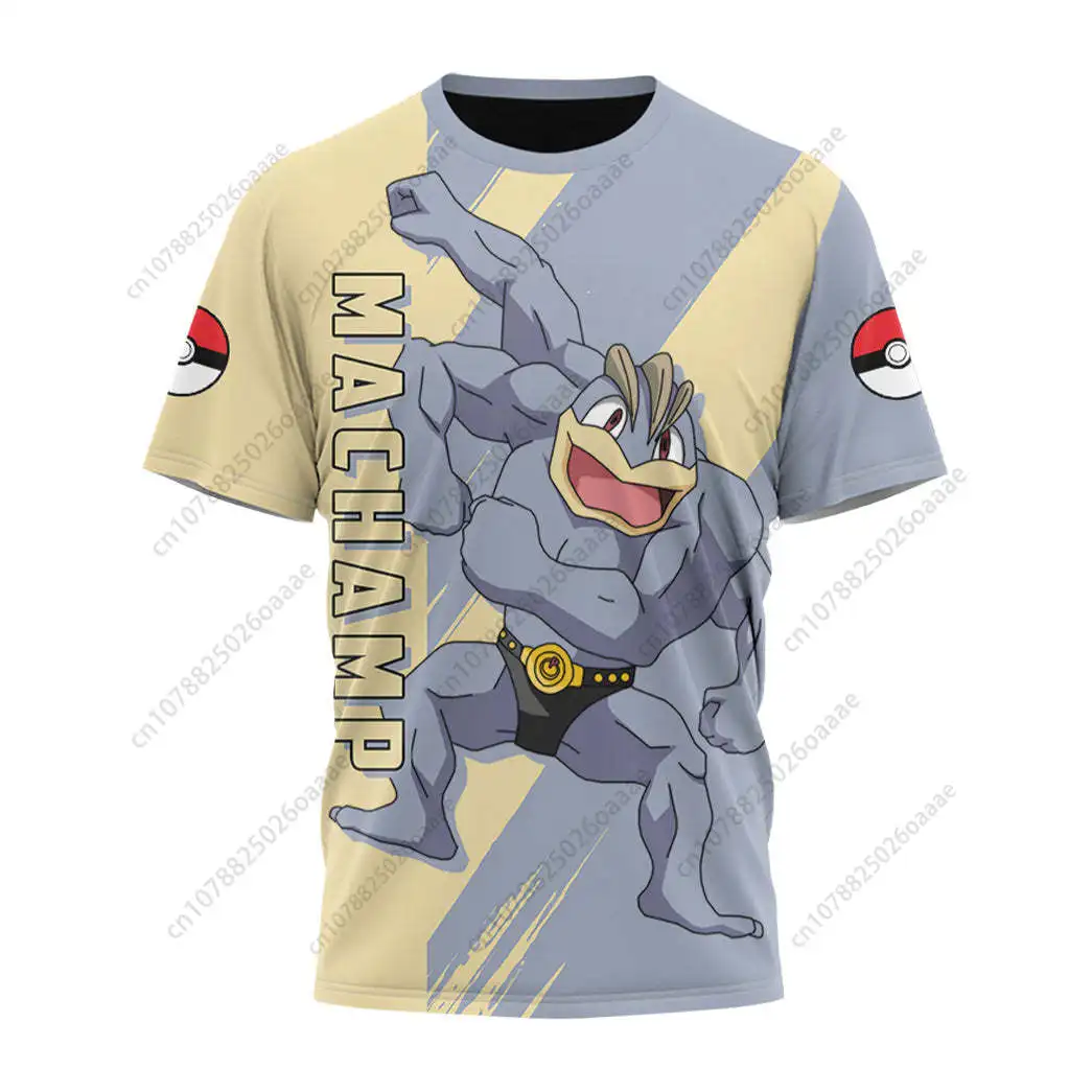

3D футболки для мужчин и женщин Pokemon Machamp Mewtwo спортивные и удобные детские с коротким рукавом